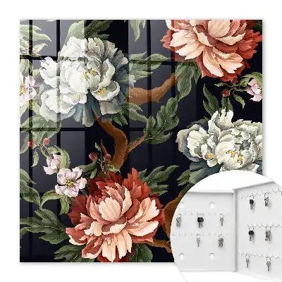 Decorative key box Flowers of nature in the dark background