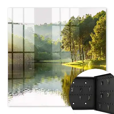 Wall mounted key cabinet Green landscape of trees
