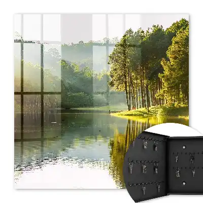 Wall mounted key cabinet Green landscape of trees