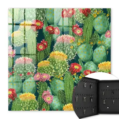 Decorative key box Colorful garden with a dark background