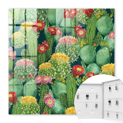 Decorative key box Colorful garden with a dark background