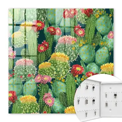 Decorative key box Colorful garden with a dark background