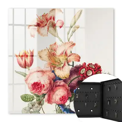 Key cabinet Colorful flowers in pastel colors