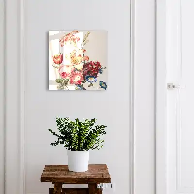 Key cabinet Colorful flowers in pastel colors