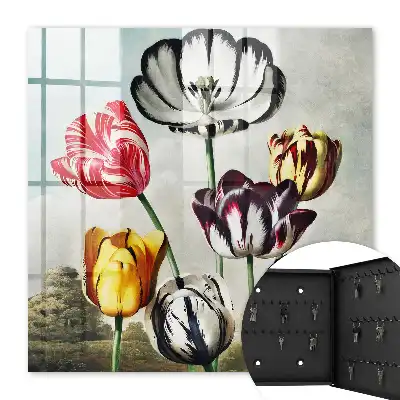 Wall mounted key cabinet Retro tulips full of energy