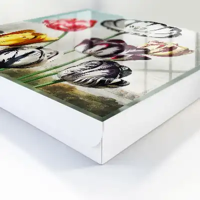 Wall mounted key cabinet Retro tulips full of energy