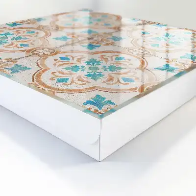 Wall mounted key cabinet Turquoise and orange tile pattern