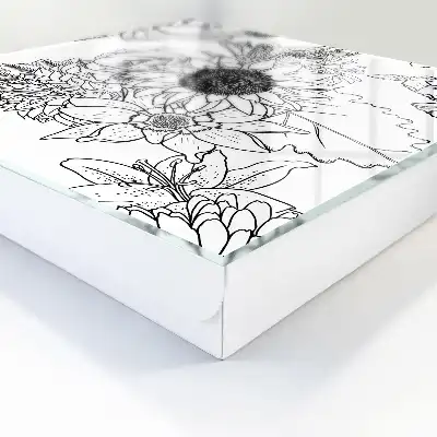 Key box for home Black and white flowers line art