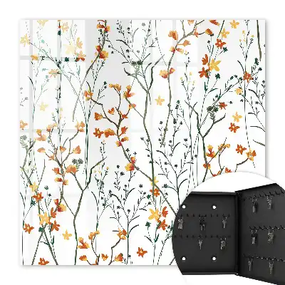 Wall mounted key cabinet Floral pattern on a white background