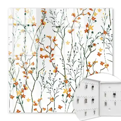 Wall mounted key cabinet Floral pattern on a white background