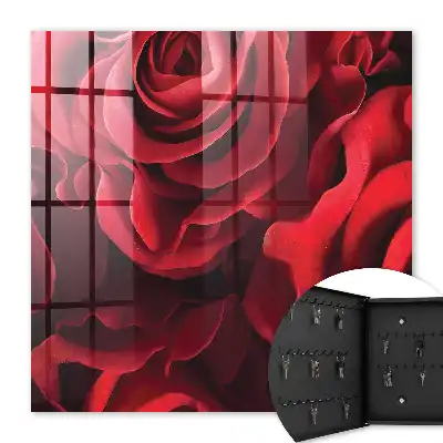 Wall mounted key box Red roses enliven the interior