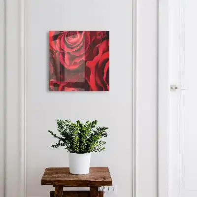 Wall mounted key box Red roses enliven the interior