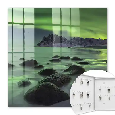 Key box for home Northern Lights on the rocky coast