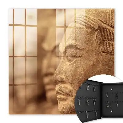 Wall mounted key cabinet Historical sculpture of clear details