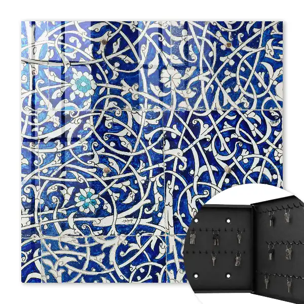 Decorative key box Blue arabesque pattern
