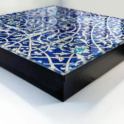 Decorative key box Blue arabesque pattern