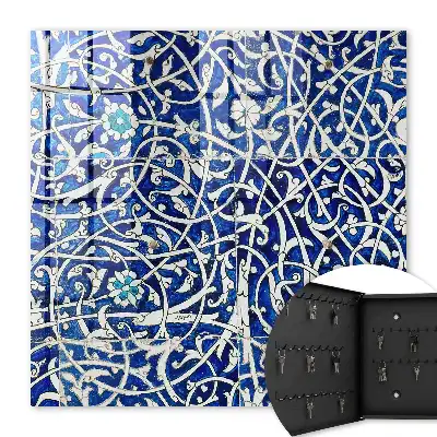 Decorative key box Blue arabesque pattern