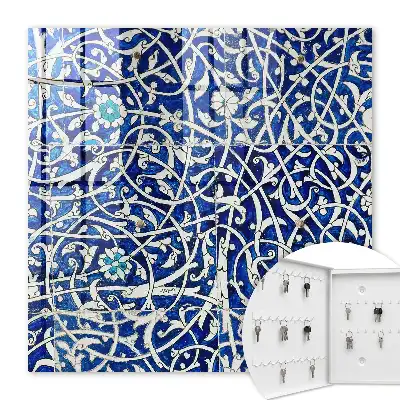 Decorative key box Blue arabesque pattern