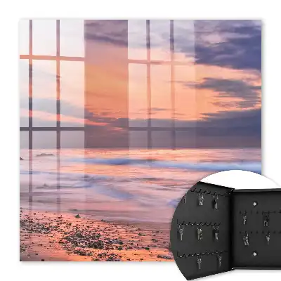 Wall mounted key cabinet Sunset over the sea