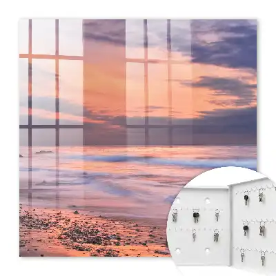Wall mounted key cabinet Sunset over the sea