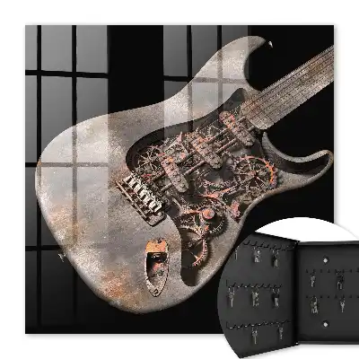 Key cabinet Mechanical guitar with cogs and gears