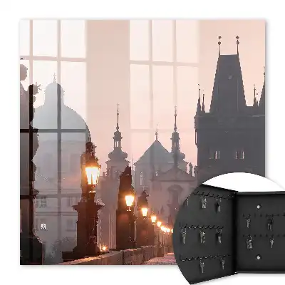 Wall mounted key cabinet Historic bridge at sunset