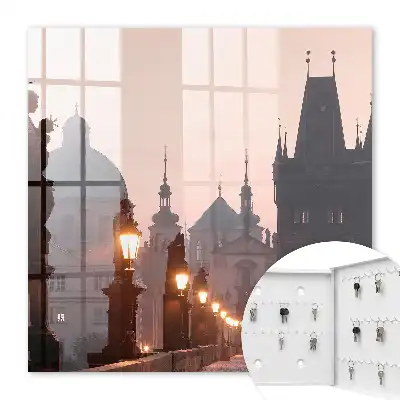 Wall mounted key cabinet Historic bridge at sunset