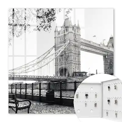 Wall mounted key box Gothic bridge surrounded by nature