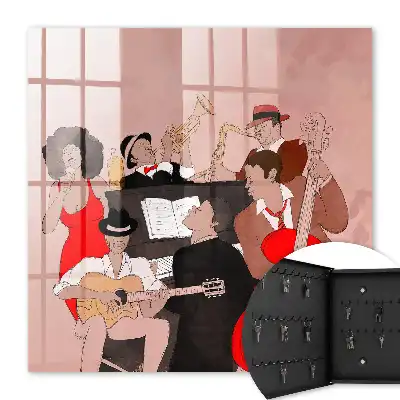 Wall mounted key box Jazz scene warm colors