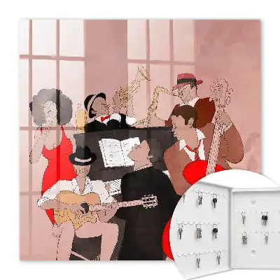 Wall mounted key box Jazz scene warm colors