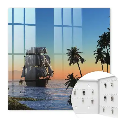Key cabinet Sea sailing ship sun palm