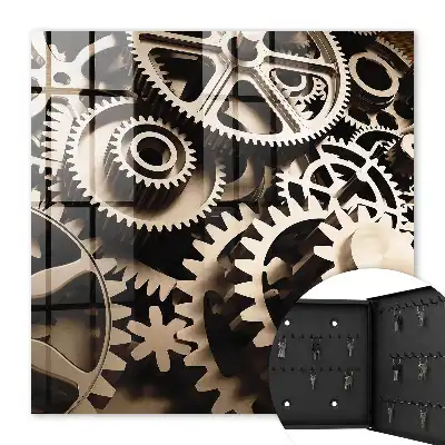 Wall mounted key cabinet Mechanical symbiosis of metallic colors