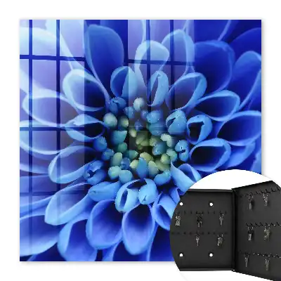Wall mounted key box A blue flower spirals