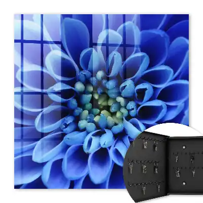 Wall mounted key box A blue flower spirals