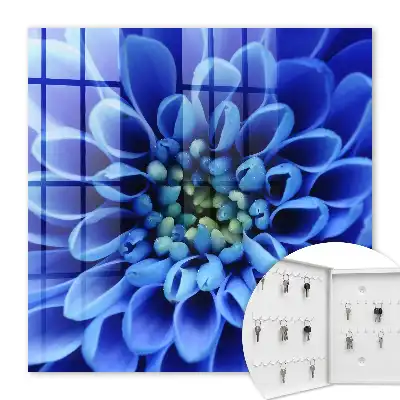 Wall mounted key box A blue flower spirals