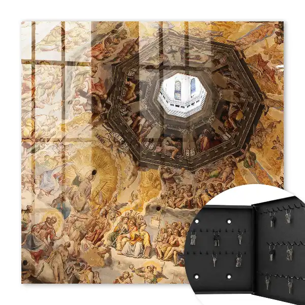 Decorative key box Religious frescoes detail the dome