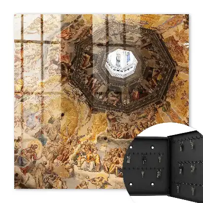 Decorative key box Religious frescoes detail the dome