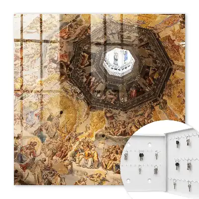 Decorative key box Religious frescoes detail the dome
