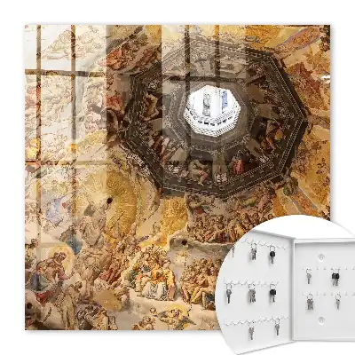 Decorative key box Religious frescoes detail the dome