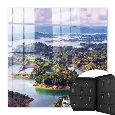 Decorative key box Green islands of blue waters
