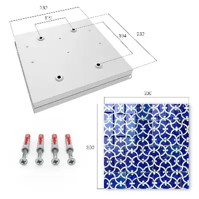 Wall mounted key cabinet Geometric white tiles with patterns