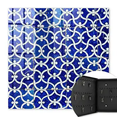 Wall mounted key cabinet Geometric white tiles with patterns