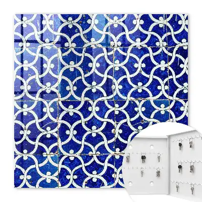 Wall mounted key cabinet Geometric white tiles with patterns