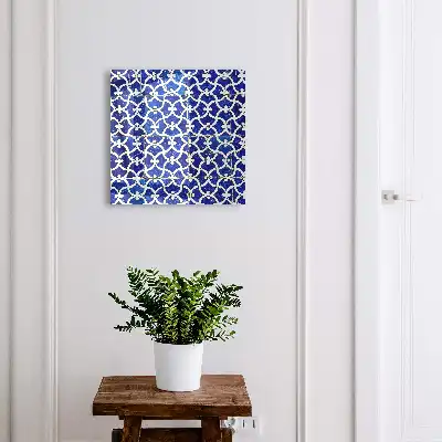Wall mounted key cabinet Geometric white tiles with patterns