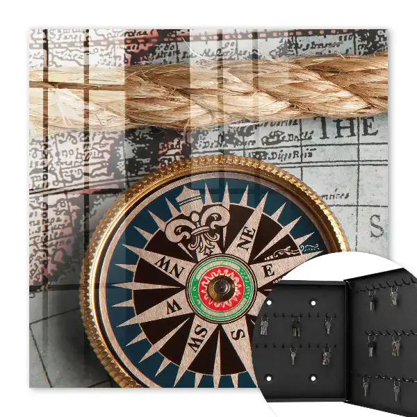 Wall mounted key box Retro style travel map