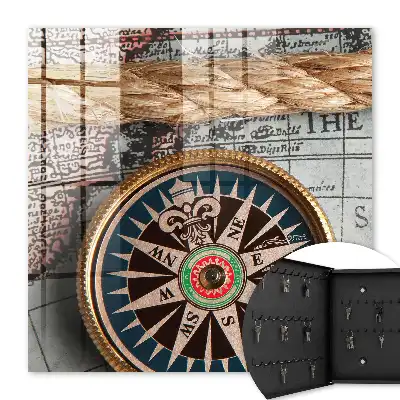 Wall mounted key box Retro style travel map