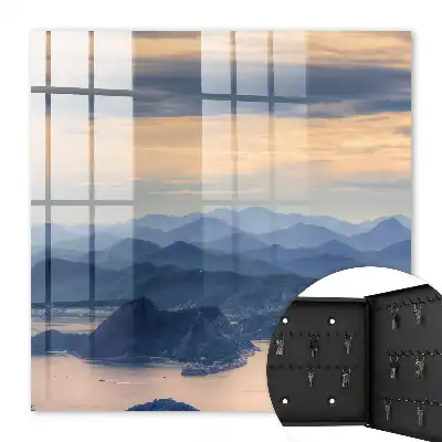 Decorative key box Mountain landscape over the water