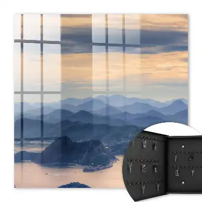 Decorative key box Mountain landscape over the water