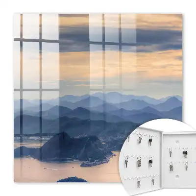 Decorative key box Mountain landscape over the water