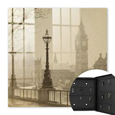 Wall mounted key cabinet Foggy London in the fog